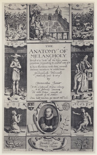 R Burton, The Anatomy of Melancholy, tredje upplagan, J Lichfield för H Cripps, Oxford 1628 (s/v foto) av English Photographer