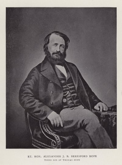 Höger ärade Alexander J B Beresford Hope, tredje son till Thomas Hope av English Photographer