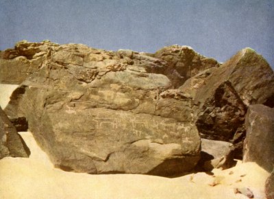Stenbärande förhistoriska heiroglyfer, Egypten. av English Photographer