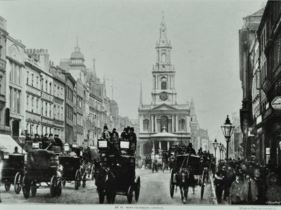 Saint Mary-le-Strand, Strand, Westminster LB: tittar österut till Saint Mary-le-Strand, 1895 av English Photographer