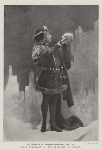 Sarah Bernhardt i karaktären Hamlet av English Photographer