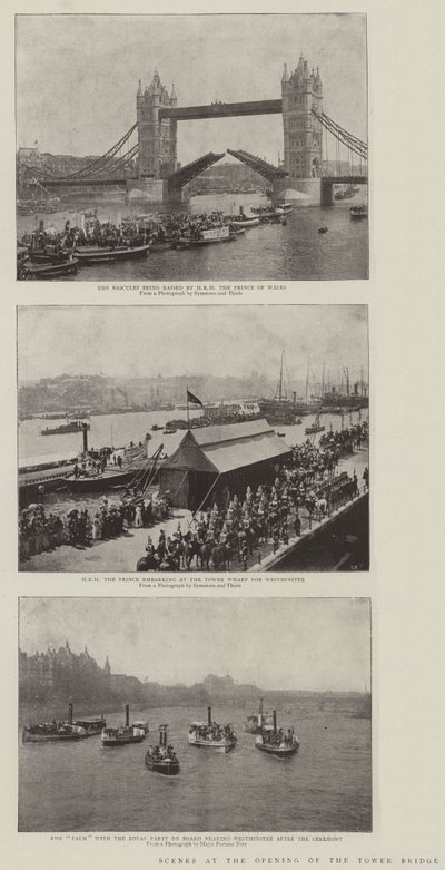 Scener vid öppningen av Tower Bridge av English Photographer