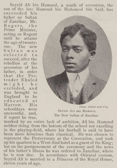 Seyyid Ali bin Hamoud, den nya sultanen av Zanzibar av English Photographer