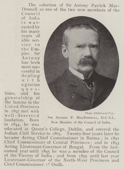 Sir Antony P MacDonnell, GCSI, ny medlem av Indiens råd av English Photographer