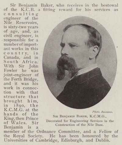 Sir Benjamin Baker, KCMG, dekorerad för Engineering Services i konstruktionen av Nildammen av English Photographer