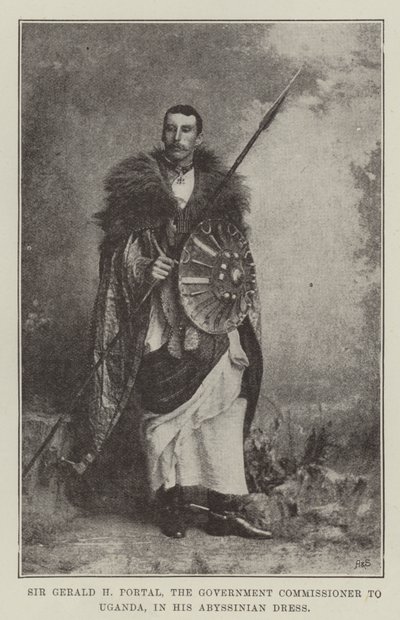 Sir Gerald H Portal, regeringskommissionären i Uganda, i sin abessiniska klänning av English Photographer