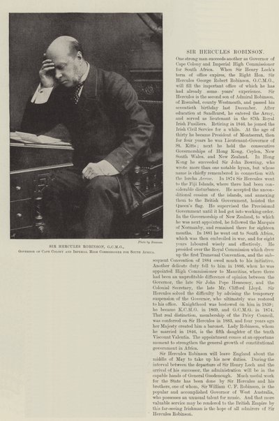 Sir Hercules Robinson, GCMG, guvernör i Kapkolonin och kejserliga högkommissarie för Sydafrika av English Photographer