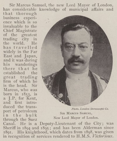 Sir Marcus Samuel, New Lord Mayor i London av English Photographer