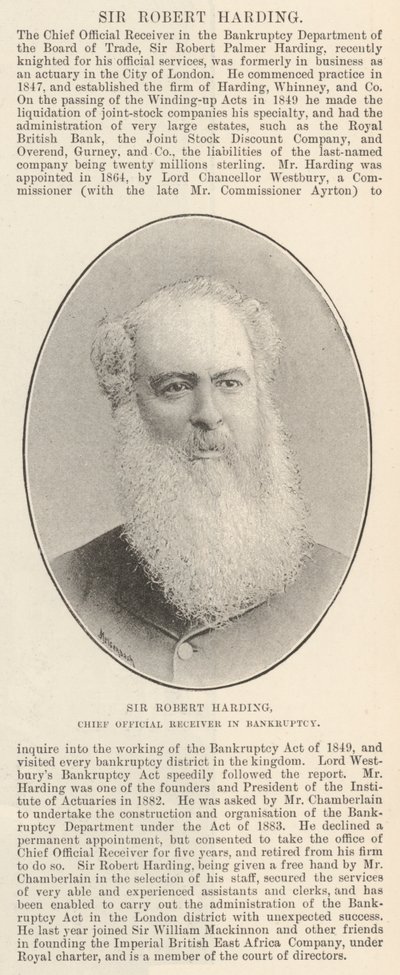 Sir Robert Harding, chefsofficer i konkurs av English Photographer