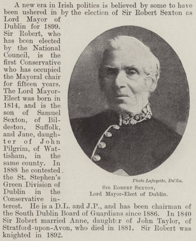 Sir Robert Sexton, tillträdande överborgmästare i Dublin av English Photographer