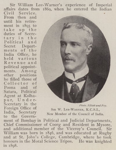 Sir W Lee-Warner, KCSI, ny medlem av Indiens råd av English Photographer