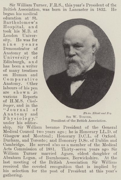 Sir W Turner, ordförande för British Association av English Photographer