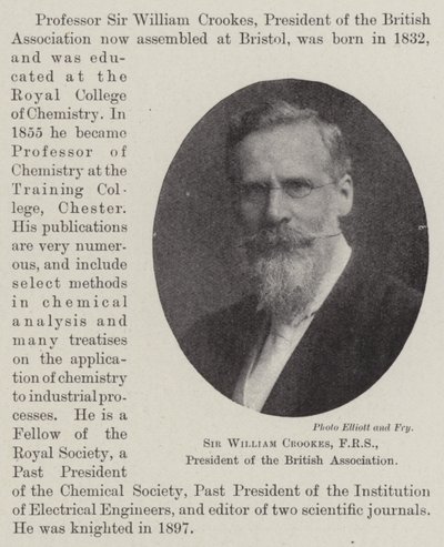 Sir William Crookes, FRS, ordförande för British Association av English Photographer