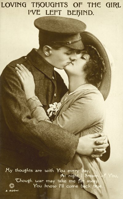Soldat kysser en flicka (s/v foto) av English Photographer