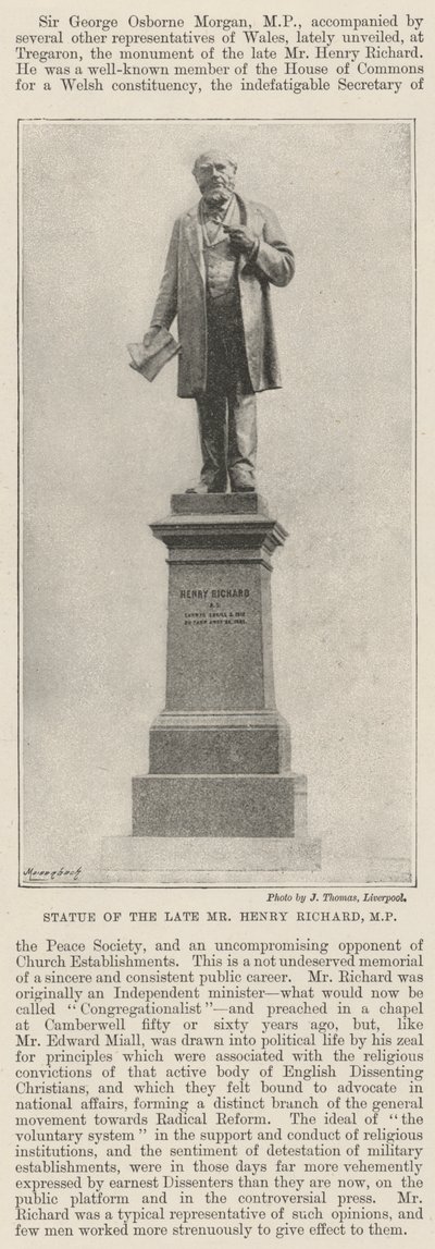 Staty av framlidne Henry Richard, MP av English Photographer