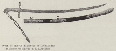 Sword of Honor presenteras av Highlanders i London till överste H A MacDonald av English Photographer