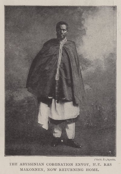 Abessiniens kröningssändebud, HE Ras Makonnen, återvänder nu hem, 1902 av English Photographer