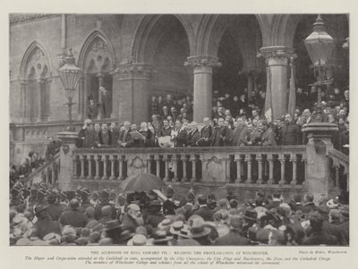 Tillträdet av kung Edward VII, läser proklamationen i Winchester av English Photographer