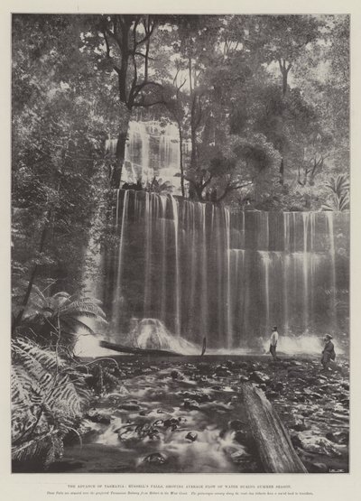 The Advance of Tasmania, Russells Falls, som visar genomsnittligt vattenflöde under sommarsäsongen av English Photographer