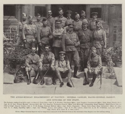 Den anglo-ryska oenigheten vid Tientsin, general Gaselee, generalmajor Barrow och stabsofficerare av English Photographer