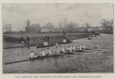 Cambridge Crew övar för Oxford och Cambridge Boat-Race av English Photographer