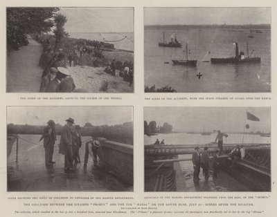 Kollisionen mellan ångbåten Primus och bogserbåten Hansa på Nedre Elbe, 21 juli, Scener efter katastrofen av English Photographer