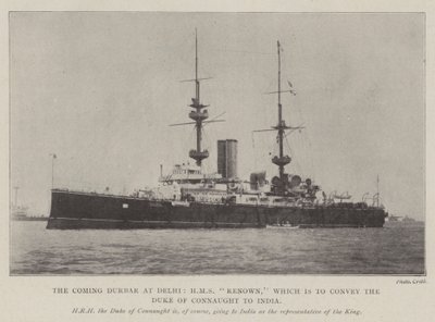 The Coming Durbar i Delhi, HMS Renown, som ska förmedla hertigen av Connaught till Indien av English Photographer