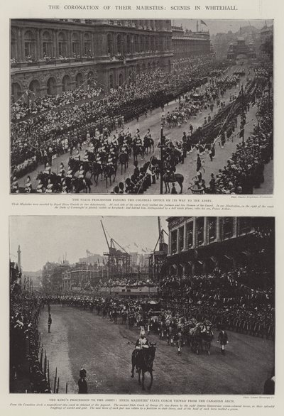 Deras majestäts kröning, scener i Whitehall av English Photographer