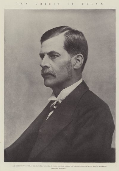 Krisen i Kina, Sir Ernest Satow, KCMG, Hennes Majestäts minister i Tokio, som kan ersätta Sir Claude MacDonald, KCB, KCMG, i Peking av English Photographer