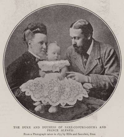 Hertigen och hertiginnan av Sachsen-Coburg-Gotha och prins Alfred av English Photographer