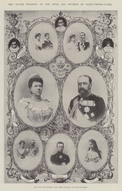 Hertigen och hertiginnan av Saxe-Coburg-Gotha, med sina barn och barnbarn av English Photographer