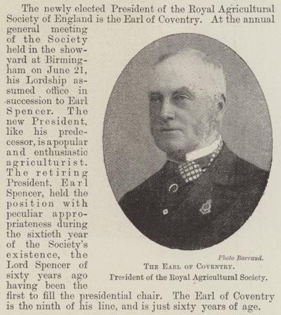 Earlen av Coventry, president för Royal Agricultural Society av English Photographer