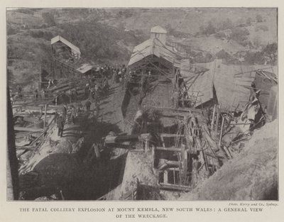 The Fatal Colliery Explosion på Mount Kembla, New South Wales, en allmän bild av vraket av English Photographer