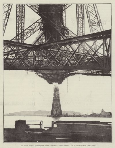 The Forth Bridge, Queensferry North Cantilever, Bottom Member, och Garvie Main Pier (april 1889) av English Photographer