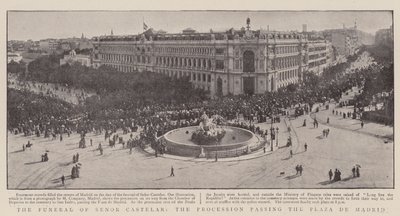 Senor Castelars begravning, processionen som passerar Plaza de Madrid av English Photographer