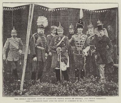 Den tyske kejsaren, hertigen av Cambridge, prins Henrik av Preussen och prins Christian av English Photographer