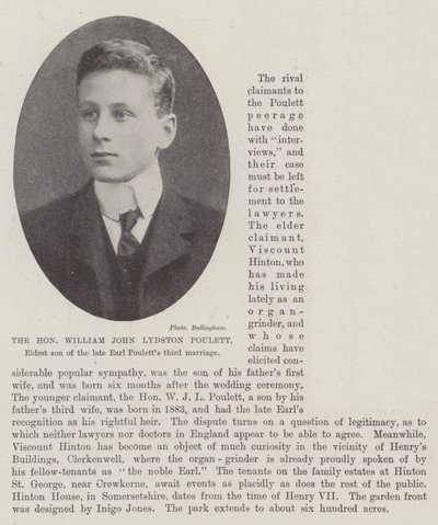 Den ärade William John Lydston Poulett, äldste son till den sene Earl Pouletts tredje äktenskap av English Photographer