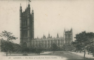 The Houses of Lords från Victoria Gardens, London av English Photographer