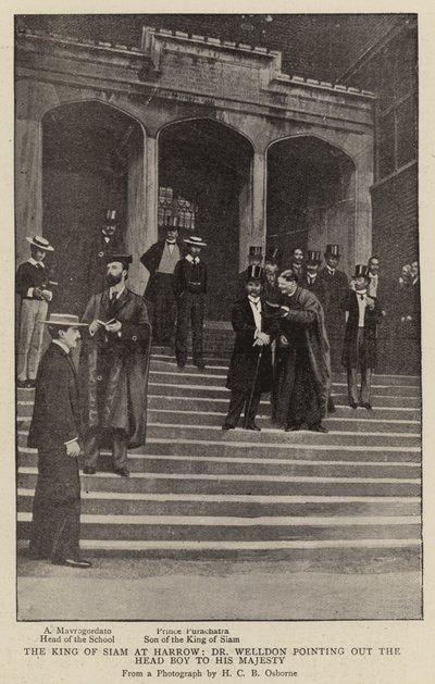 Kungen av Siam i Harrow, Dr Welldon pekar ut huvudpojken för Hans Majestät av English Photographer