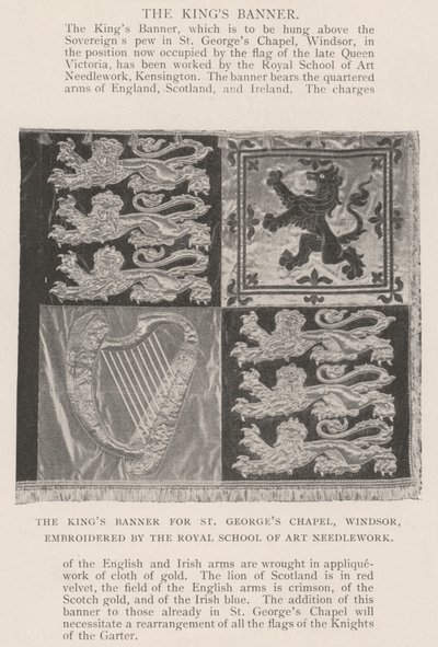 The Kings Banner for St Georges Chapel, Windsor, broderad av Royal School of Art Needlework av English Photographer
