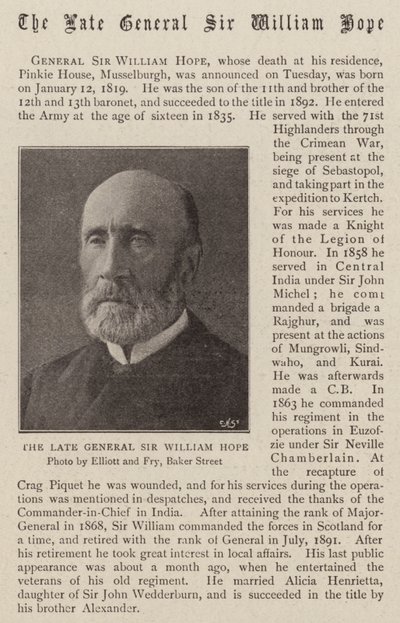 Den avlidne generalen Sir William Hope av English Photographer