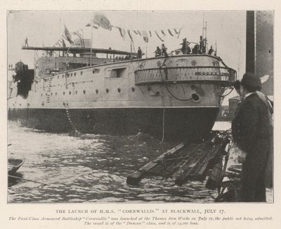 Lanseringen av HMS Cornwallis på Blackwall, 17 juli av English Photographer