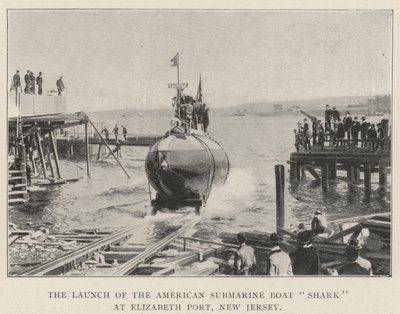 Lanseringen av American Submarine Boat Shark i Elizabeth Port, New Jersey av English Photographer