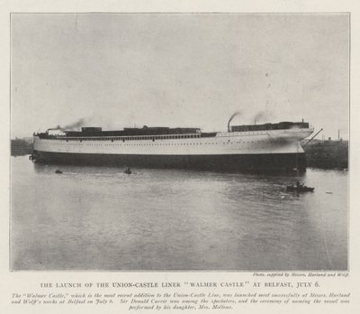 Lanseringen av Union-Castle Liner Walmer Castle i Belfast, 6 juli av English Photographer