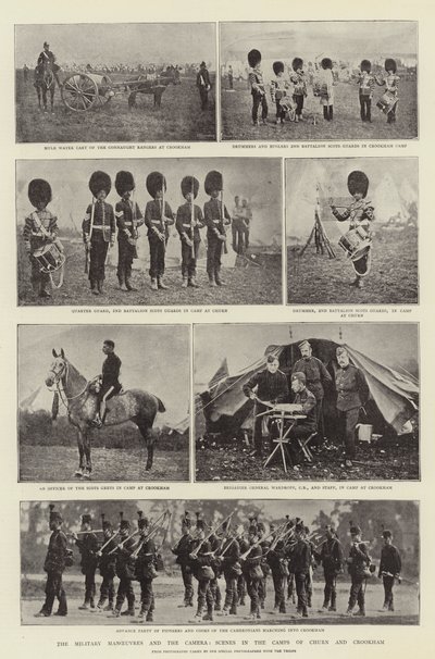 De militära manövrarna och kameran, scener i lägren Churn och Crookham av English Photographer