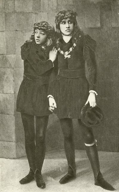 Fröknarna Isa Bowman och Bessie Hatton som de unga prinsarna i Richard III (gravyr) av English Photographer