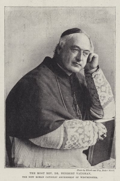Den högste vördnaden Dr Herbert Vaughan, den nya romersk-katolske ärkebiskopen av Westminster av English Photographer