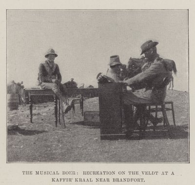 The Musical Boer, Recreation on the Veldt vid en Kaffir Kraal nära Brandfort av English Photographer