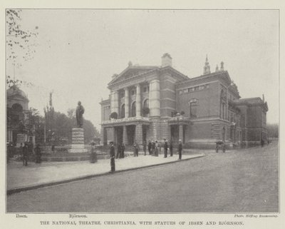Nationalteatern, Christiania, med statyer av Ibsen och Björnson av English Photographer