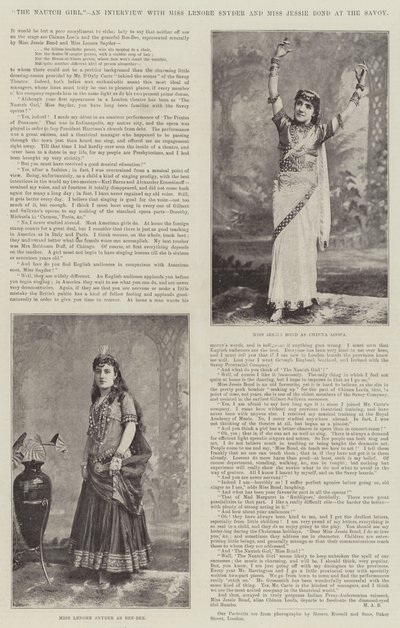 The Nautch Girl, en intervju med Miss Lenore Snyder och Miss Jessie Bond på Savoy av English Photographer